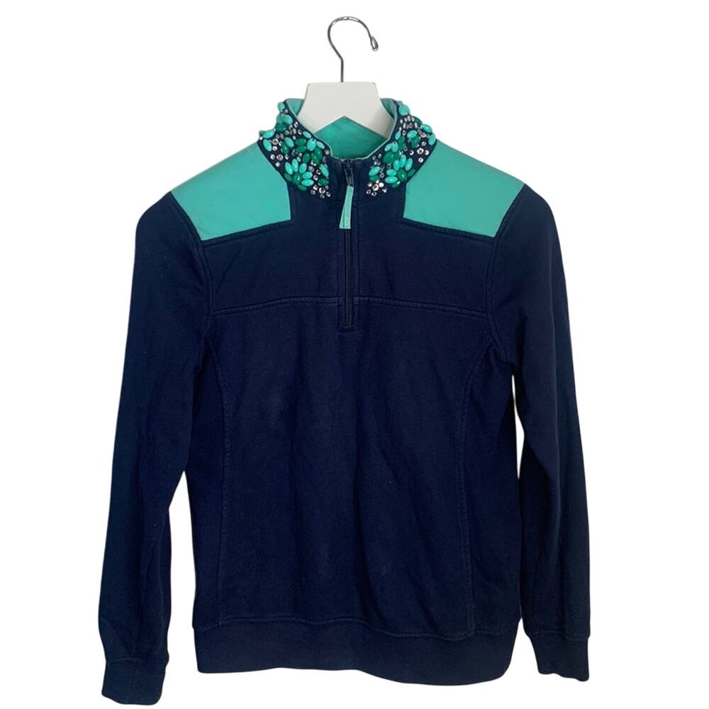 Vineyard Vines Women’s Jeweled Collar Navy Blue Shep Shirt Top W-155 Sz XS
